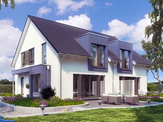 Fertighaus SOLUTION 242 V3 von Living Fertighaus Schlüsselfertig ab 565861€, Satteldach-Klassiker Außenansicht 1