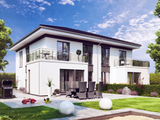 Fertighaus SOLUTION 242 V6 von Living Fertighaus Schlüsselfertig ab 686444€, Stadtvilla Außenansicht 1