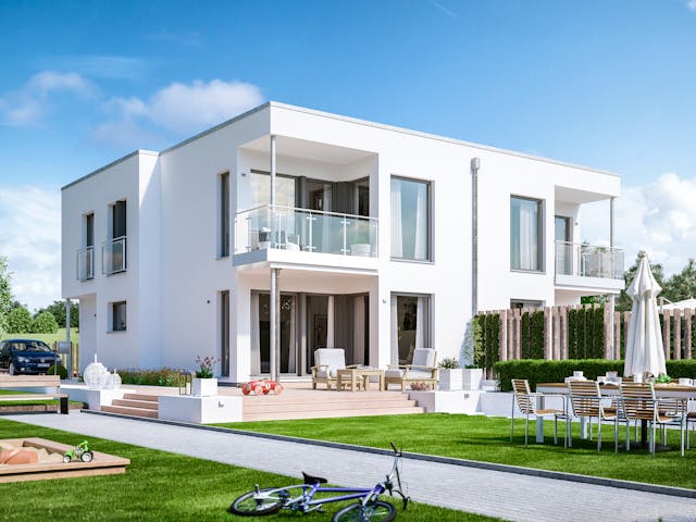 Fertighaus SOLUTION 242 V7 von Living Fertighaus Schlüsselfertig ab 598494€, Cubushaus Außenansicht 1
