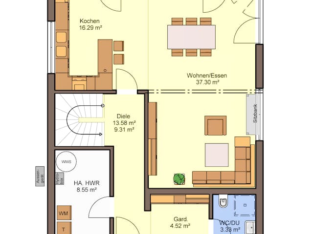 Fertighaus Sorrento von Büdenbender Hausbau Schlüsselfertig ab 487153€, Satteldach-Klassiker Grundriss 1