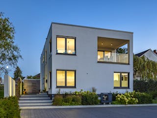 Massivhaus Haus Burkhardt von Splietker Bau, Cubushaus Außenansicht 2