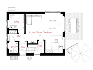 Massivhaus HAUSKONZEPT Mitwachsend von Splietker Bau, Satteldach-Klassiker Grundriss 1