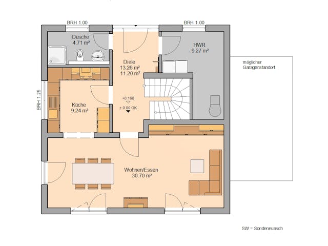 Massivhaus Stadtvilla Pura von Kern-Haus Schlüsselfertig ab 366900€, Stadtvilla Grundriss 1