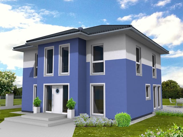 Fertighaus Stadtvilla 159 von Suckfüll Energiesparhaus Schlüsselfertig ab 471375€, Stadtvilla Außenansicht 1
