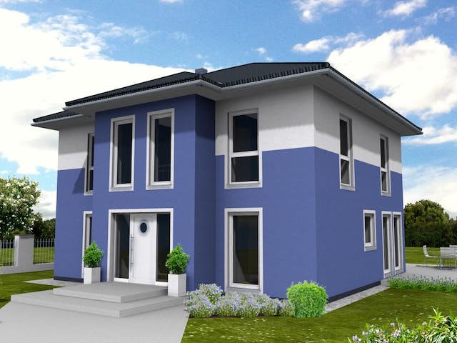 Fertighaus Stadtvilla 159 von Suckfüll Energiesparhaus Schlüsselfertig ab 419000€, Stadtvilla Außenansicht 1