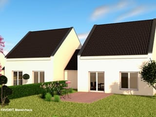 Massivhaus Stella E106 von Favorit Massivhaus - Mehrfamilienhäuser, Satteldach-Klassiker Außenansicht 2