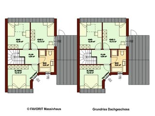 Massivhaus Stella E106 von Favorit Massivhaus - Mehrfamilienhäuser, Satteldach-Klassiker Grundriss 2