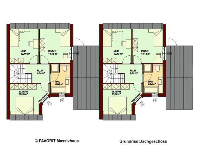 Massivhaus Stella E106 von FAVORIT Massivhaus, Satteldach-Klassiker Grundriss 2