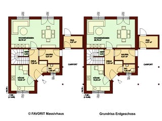 Massivhaus Stella E106 von FAVORIT Massivhaus, Satteldach-Klassiker Grundriss 1