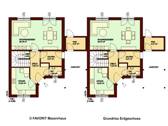 Massivhaus Stella E106 von FAVORIT Massivhaus, Satteldach-Klassiker Grundriss 1