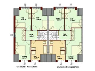 Massivhaus Stella E118/M122 von Favorit Massivhaus - Mehrfamilienhäuser, Satteldach-Klassiker Grundriss 2