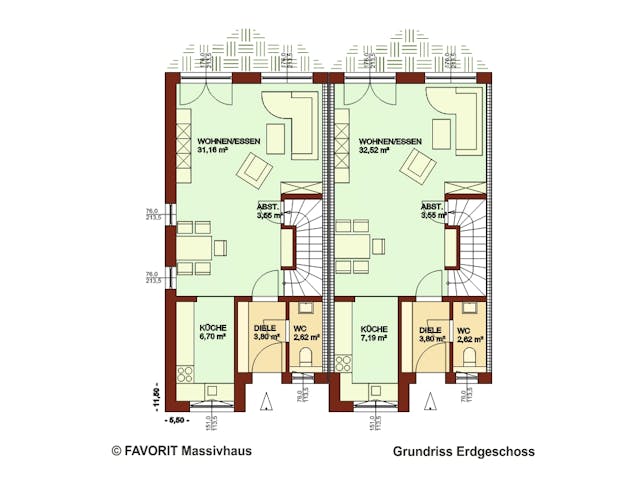 Massivhaus Stella E141/M146 von Favorit Massivhaus - Mehrfamilienhäuser, Cubushaus Grundriss 1