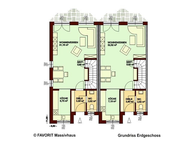 Massivhaus Stella E141/M146 von FAVORIT Massivhaus, Cubushaus Grundriss 1