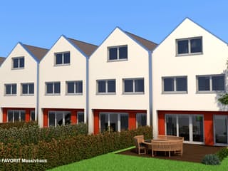 Massivhaus Stella E145/M150 von Favorit Massivhaus - Mehrfamilienhäuser, Satteldach-Klassiker Außenansicht 2