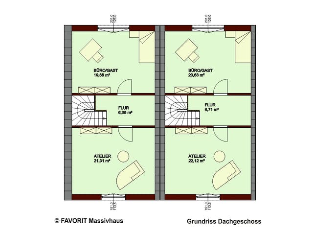 Massivhaus Stella E145/M150 von FAVORIT Massivhaus, Satteldach-Klassiker Grundriss 3