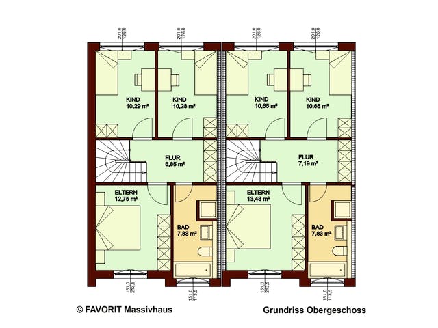 Massivhaus Stella E145/M150 von FAVORIT Massivhaus, Satteldach-Klassiker Grundriss 2