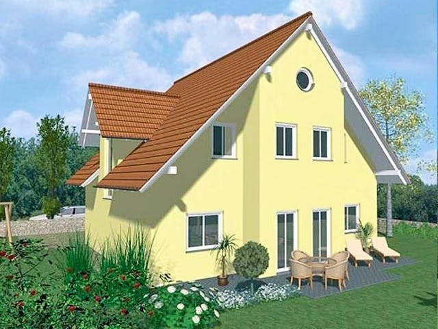 Massivhaus Stilhaus von Wagener Systemhausbau Schlüsselfertig ab 349000€, Satteldach-Klassiker Außenansicht 1