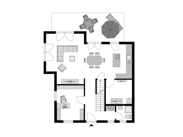Fertighaus Klassiker CITY Gestaltungsidee GL 01 von STREIF Haus, Stadtvilla Grundriss 1
