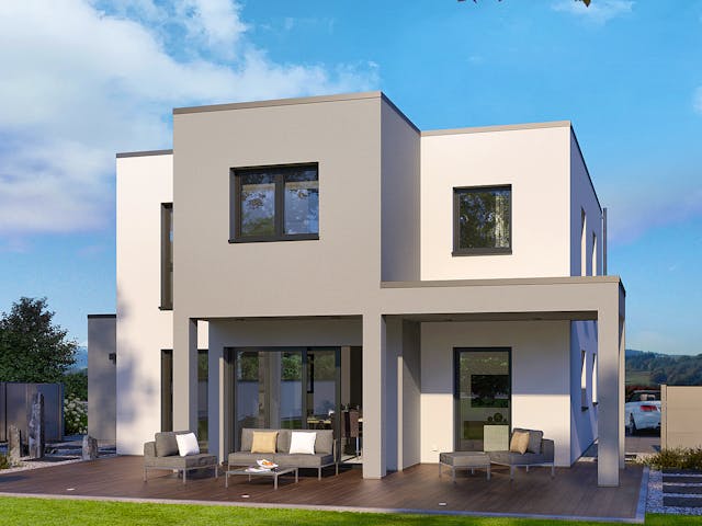 Fertighaus Klassiker CITY Gestaltungsidee GL 02 von STREIF Haus, Cubushaus Außenansicht 1