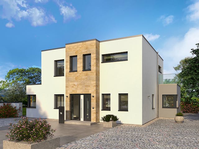 Fertighaus Klassiker CITY Gestaltungsidee GL 09 von STREIF Haus, Cubushaus Außenansicht 1