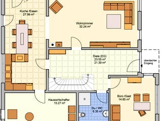 Blockhaus Stuttgart von Rems-Murr-Holzhaus Ausbauhaus ab 268453€, Satteldach-Klassiker Grundriss 1