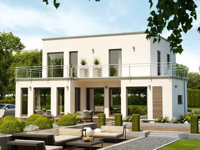 Fertighaus SUNSHINE 125 V7 von Living Fertighaus Schlüsselfertig ab 393115€, Cubushaus Außenansicht 1 Fertighaus SUNSHINE 125 V7 von Living Fertighaus Schlüsselfertig ab 393115€, Cubushaus Außenansicht 1