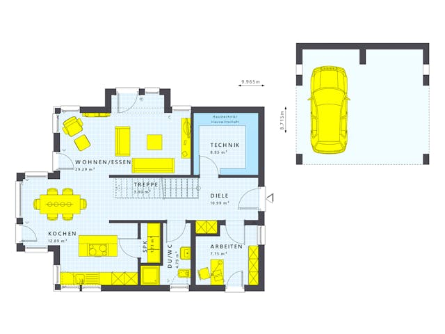 Fertighaus SUNSHINE 144 V3 von Living Fertighaus Schlüsselfertig ab 399539€, Satteldach-Klassiker Grundriss 1