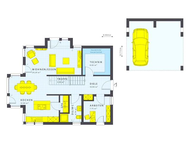 Fertighaus SUNSHINE 144 V3 von Living Fertighaus Schlüsselfertig ab 338181€, Satteldach-Klassiker Grundriss 1