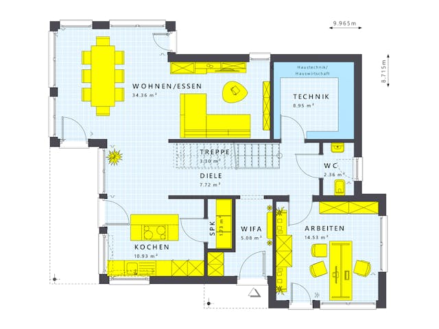 Fertighaus SUNSHINE 144 V6 von Living Fertighaus Schlüsselfertig ab 359468€, Stadtvilla Grundriss 1