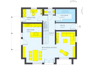 Fertighaus SUNSHINE 154 V4 von Living Fertighaus Schlüsselfertig ab 356356€, Satteldach-Klassiker Innenansicht 1