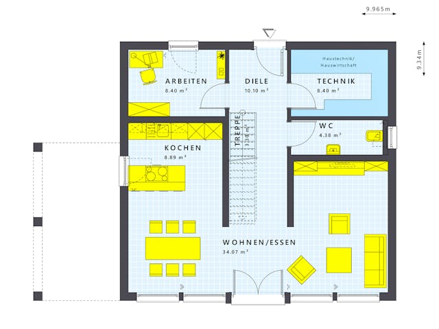 Fertighaus SUNSHINE 154 V7 von Living Fertighaus Schlüsselfertig ab 387147€, Cubushaus Grundriss 1