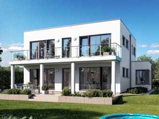 Fertighaus SUNSHINE 165 V7 von Living Fertighaus Schlüsselfertig ab 392077€, Cubushaus Außenansicht 1