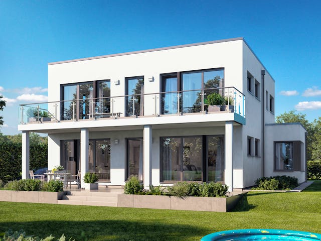 Fertighaus SUNSHINE 165 V7 von Living Fertighaus Schlüsselfertig ab 392077€, Cubushaus Außenansicht 1 Fertighaus SUNSHINE 165 V7 von Living Fertighaus Schlüsselfertig ab 392077€, Cubushaus Außenansicht 1