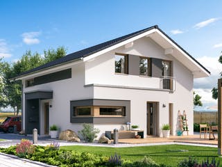 Fertighaus SUNSHINE 154 V5 von Living Fertighaus Schlüsselfertig ab 354681€, Satteldach-Klassiker Außenansicht 1
