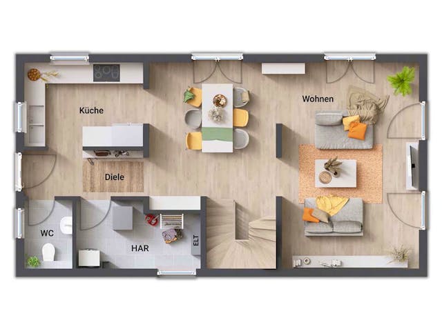 Massivhaus Aura 125 von Town & Country Haus Deutschland Schlüsselfertig ab 236700€, Satteldach-Klassiker Grundriss 1