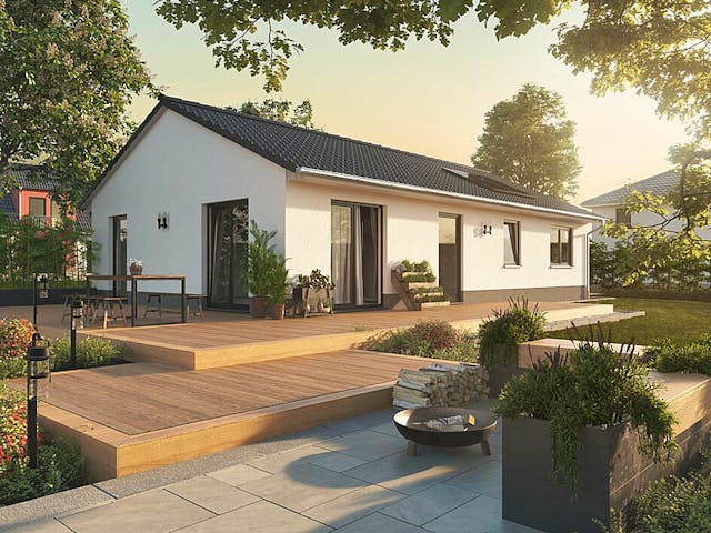 Massivhaus Bungalow 100 von Town & Country Haus Deutschland Schlüsselfertig ab 204350€, Bungalow Außenansicht 1