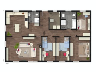 Massivhaus Bungalow 131 von Town & Country Haus Deutschland Schlüsselfertig ab 246290€, Bungalow Grundriss 1