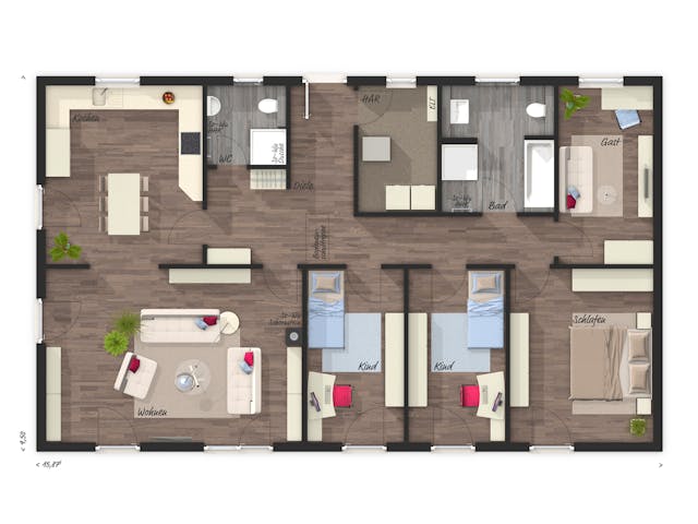 Massivhaus Bungalow 131 von Town & Country Haus Deutschland Schlüsselfertig ab 246290€, Bungalow Grundriss 1 Massivhaus Bungalow 131 von Town & Country Haus Deutschland Schlüsselfertig ab 246290€, Bungalow Grundriss 1