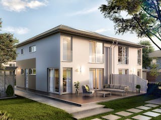 Massivhaus DH Aura 136 von Town & Country Haus Deutschland Schlüsselfertig ab 259990€, Stadtvilla Außenansicht 1