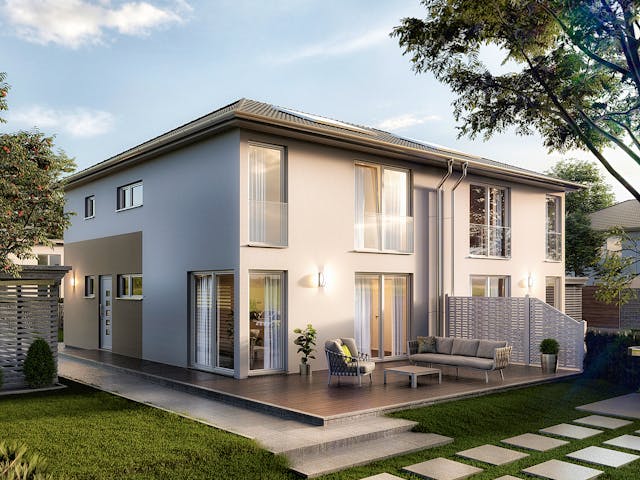 Massivhaus DH Aura 136 von Town & Country Haus Deutschland Schlüsselfertig ab 259990€, Stadtvilla Außenansicht 1 Massivhaus DH Aura 136 von Town & Country Haus Deutschland Schlüsselfertig ab 259990€, Stadtvilla Außenansicht 1