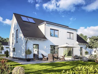Massivhaus DH Duett 125 von Town & Country Haus Deutschland Schlüsselfertig ab 235490€, Satteldach-Klassiker Außenansicht 2