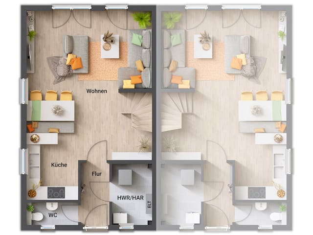 Massivhaus DH Mainz 128 von Town & Country Haus Deutschland Schlüsselfertig ab 242390€, Satteldach-Klassiker Grundriss 1 Massivhaus DH Mainz 128 von Town & Country Haus Deutschland Schlüsselfertig ab 242390€, Satteldach-Klassiker Grundriss 1