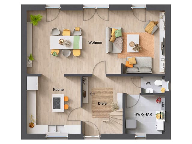Massivhaus Edition Clever 138+ von Town & Country Haus Deutschland Schlüsselfertig ab 273750€, Grundriss 1