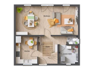Massivhaus Flair 110 von Town & Country Haus Deutschland Schlüsselfertig ab 210450€, Satteldach-Klassiker Grundriss 1