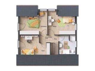 Massivhaus Flair 125 von Town & Country Haus Deutschland Schlüsselfertig ab 234050€, Satteldach-Klassiker Grundriss 2