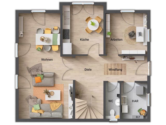 Massivhaus Lichthaus 152 von Town & Country Haus Deutschland Schlüsselfertig ab 272990€, Satteldach-Klassiker Grundriss 1