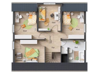 Massivhaus Lichthaus 152 von Town & Country Haus Deutschland Schlüsselfertig ab 272990€, Satteldach-Klassiker Grundriss 2