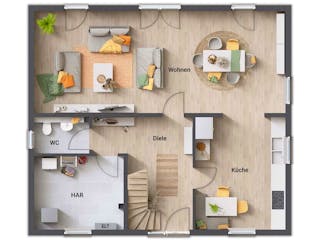 Massivhaus Mitwachshaus Flair 148 von Town & Country Haus Deutschland Schlüsselfertig ab 247500€, Grundriss 1