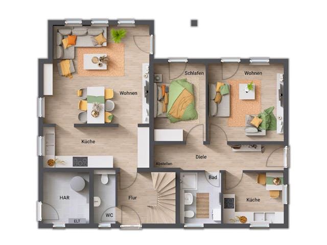 Massivhaus Domizil 192 von Town & Country Haus Deutschland Schlüsselfertig ab 364400€, Satteldach-Klassiker Grundriss 1