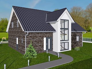 Massivhaus Komfort 155 von BauService Timm, Satteldach-Klassiker Außenansicht 2